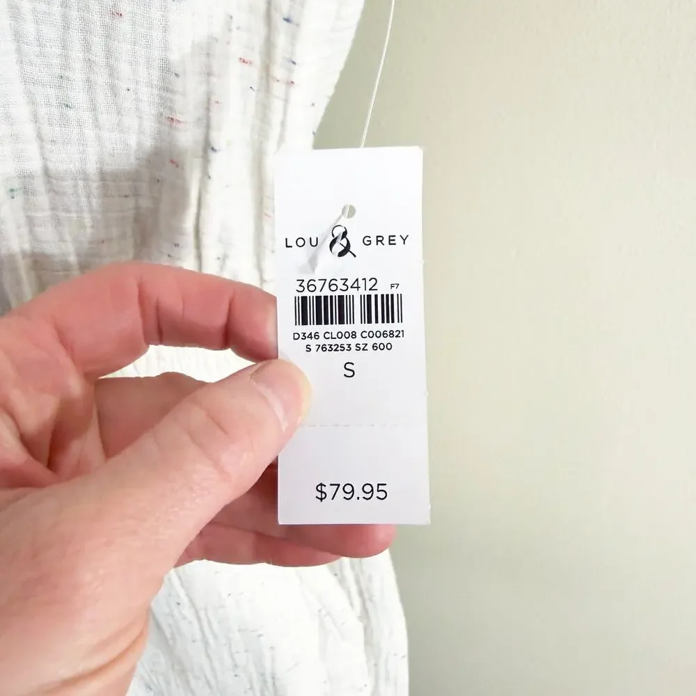 Lou & Grey Cream/Multicolor Speckled Print Short Sleeve Lounge Romper Size Small